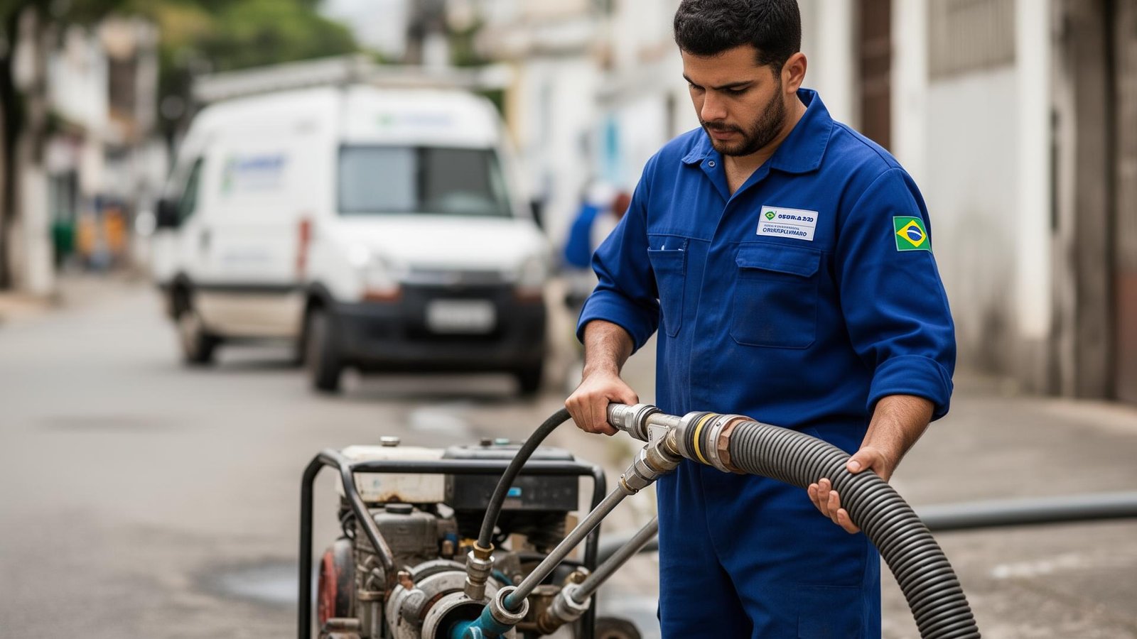 Desentupidora em Araraquara - profissional realizando desentupimento